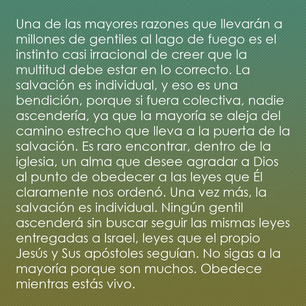 0042 - Post sobre la Ley de Dios: Una de las mayores razones que llevarán a millones...