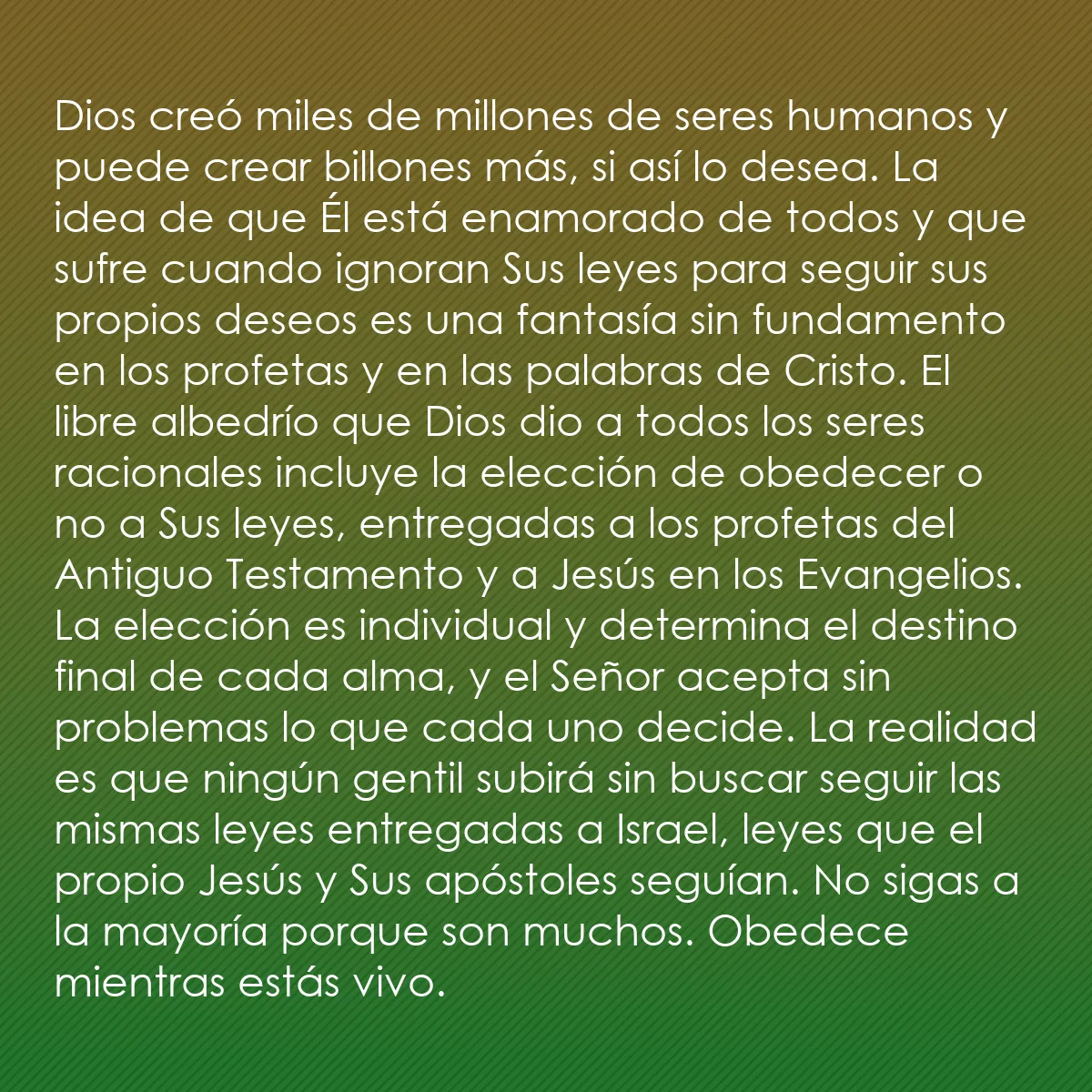 0095 - Post sobre la Ley de Dios: Dios creó miles de millones de seres humanos y puede...