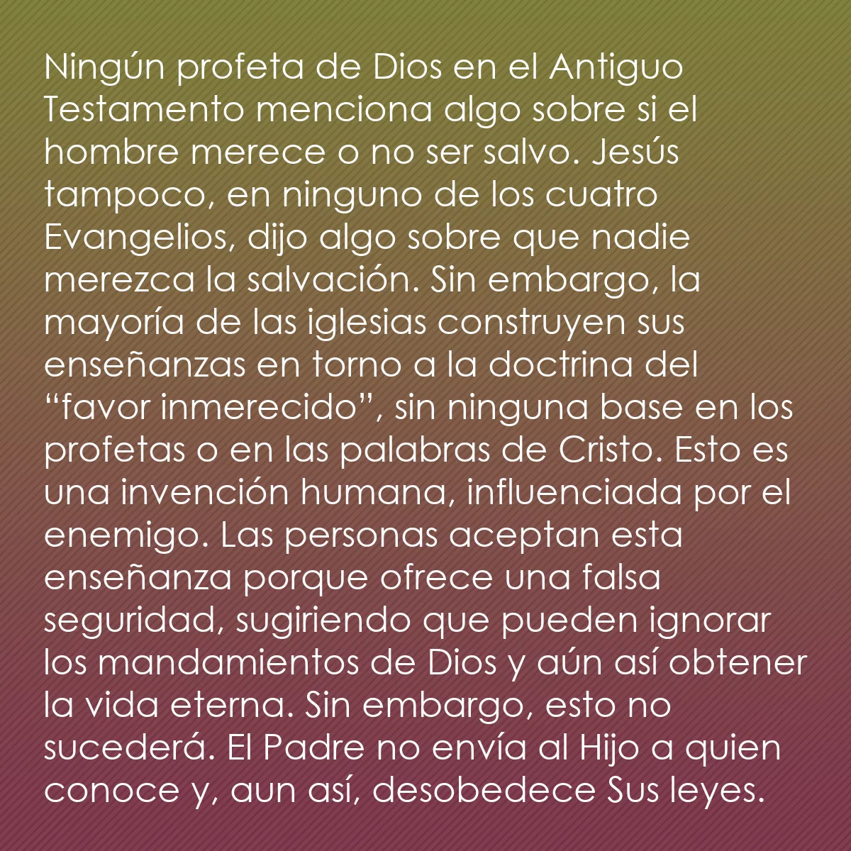 0127 - Post sobre la Ley de Dios: Ningún profeta de Dios en el Antiguo Testamento menciona...