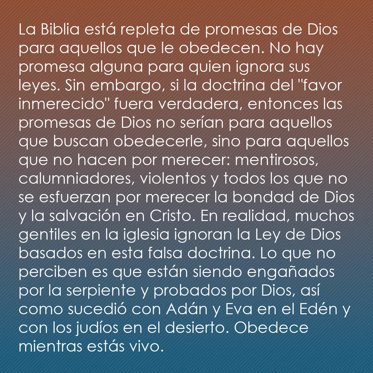 0171 - Post sobre la Ley de Dios: La Biblia está repleta de promesas de Dios para aquellos...