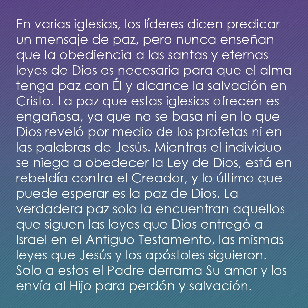 0181 - Post sobre la Ley de Dios: En varias iglesias, los líderes dicen predicar un...
