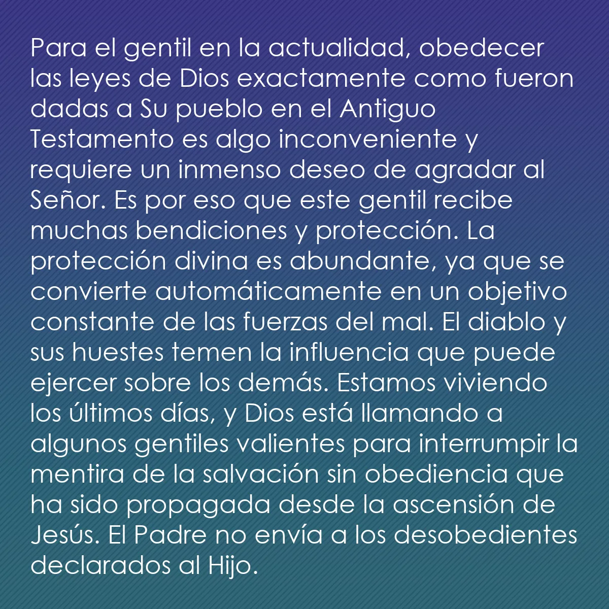0216 - Post sobre la Ley de Dios: Para el gentil en la actualidad, obedecer las leyes...