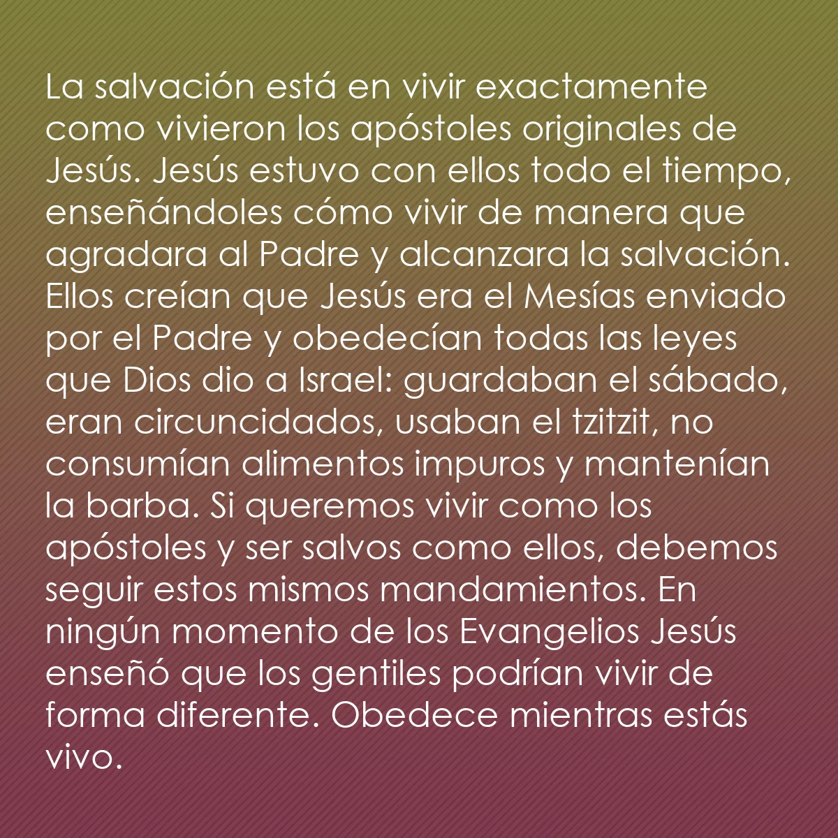 0247 - Post sobre la Ley de Dios: La salvación está en vivir exactamente como vivieron...
