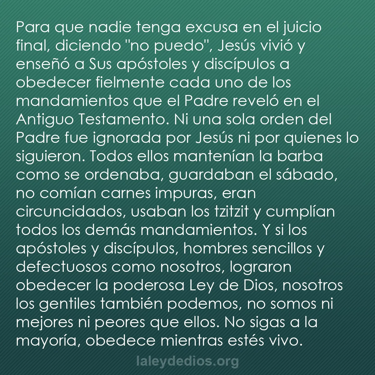 b0020 - Post sobre la Ley de Dios: Para que nadie tenga excusa en el juicio final, diciendo "no...