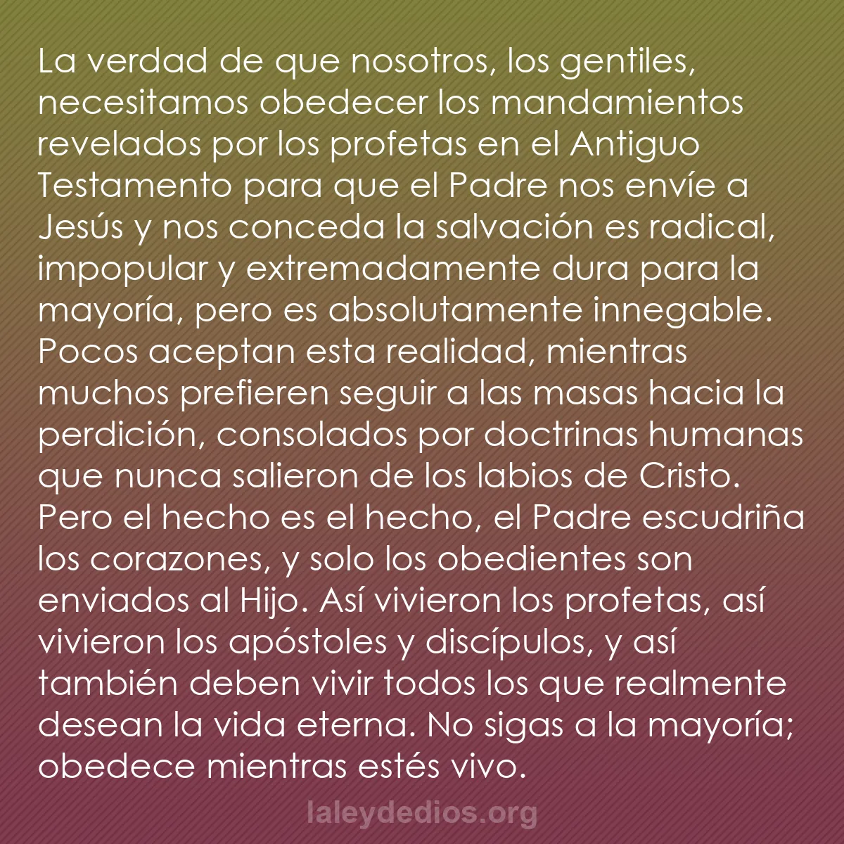b0028 - Post sobre la Ley de Dios: La verdad de que nosotros, los gentiles, necesitamos obedecer...