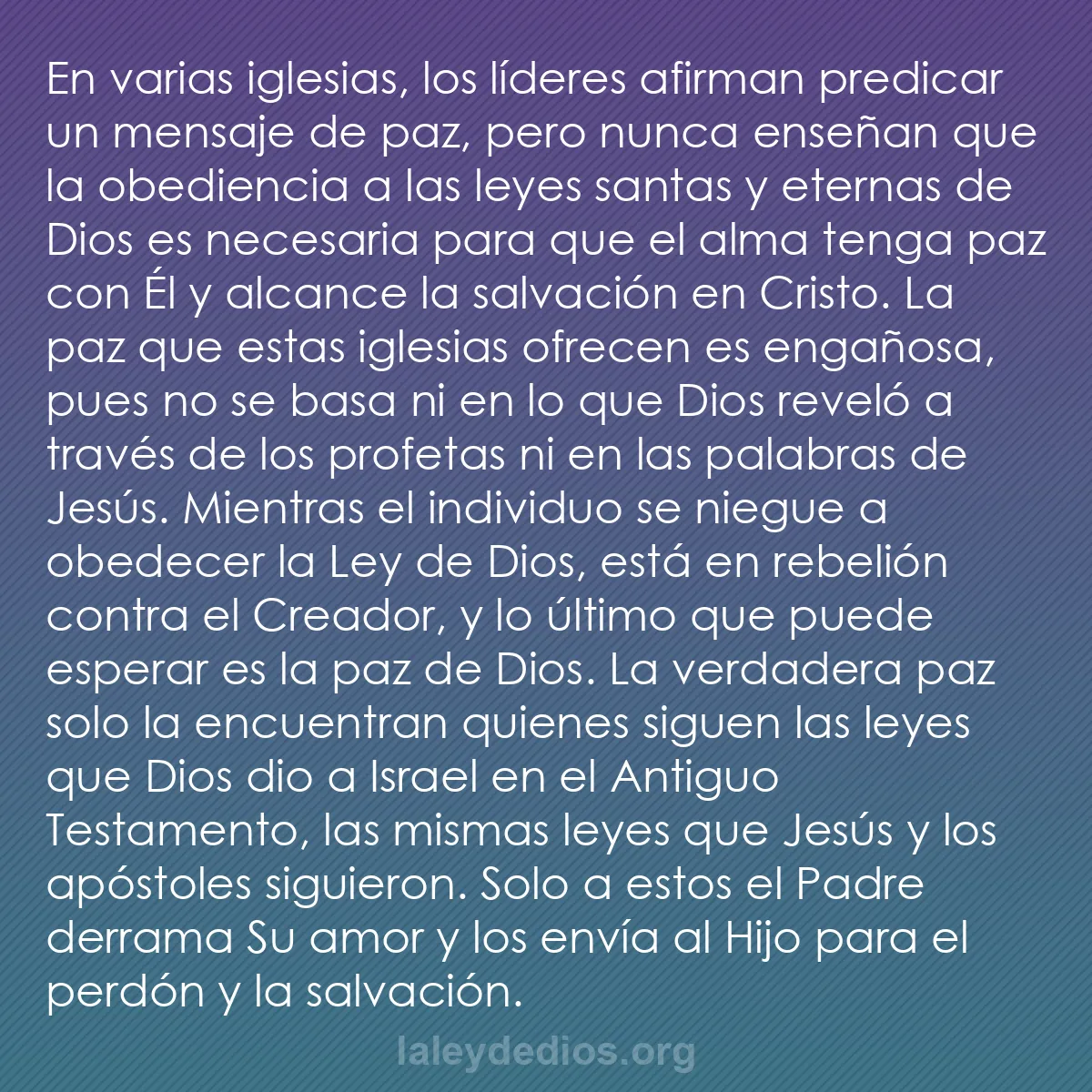 b0042 - Post sobre la Ley de Dios: En varias iglesias, los líderes afirman predicar un mensaje...