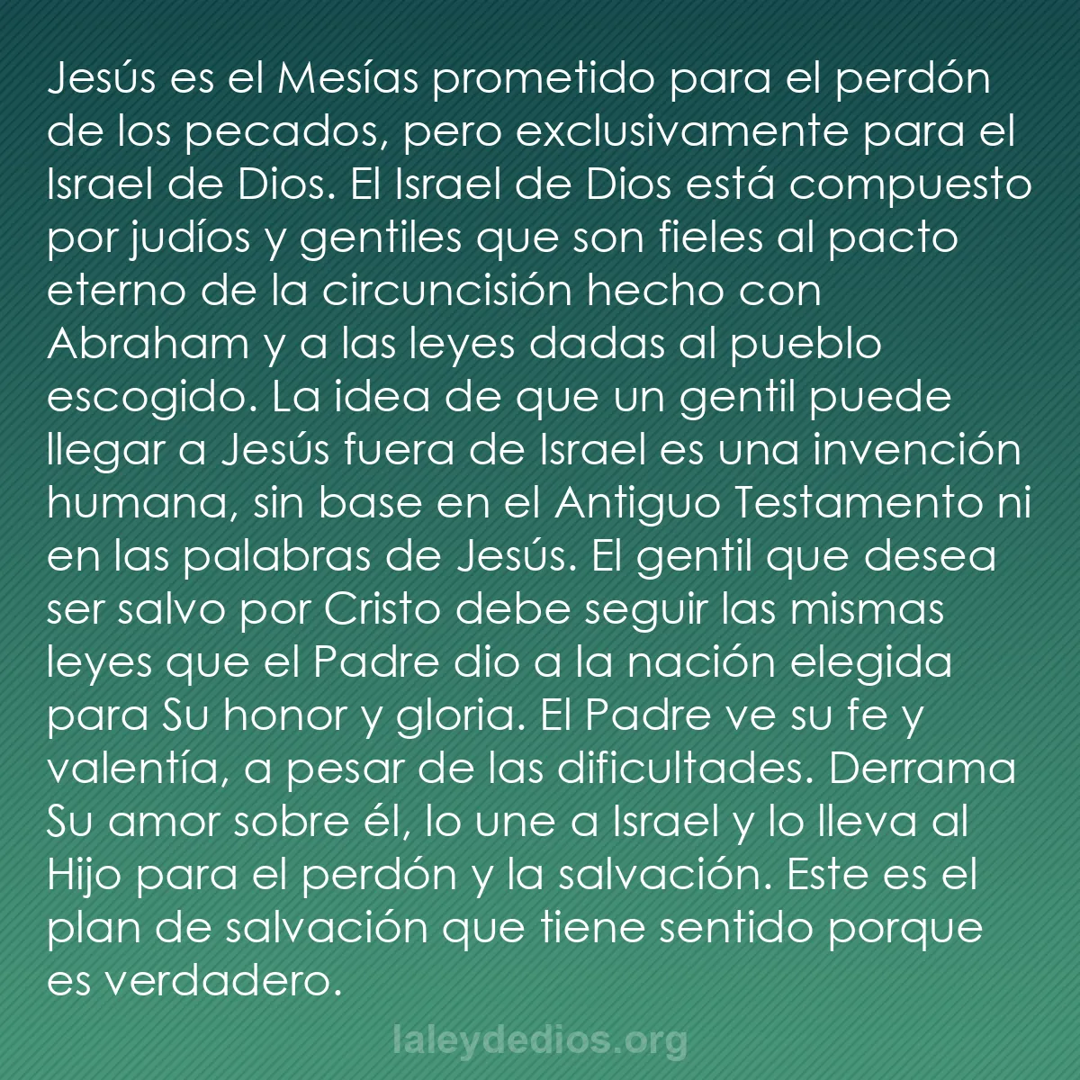 b0045 - Post sobre la Ley de Dios: Jesús es el Mesías prometido para el perdón de los pecados,...