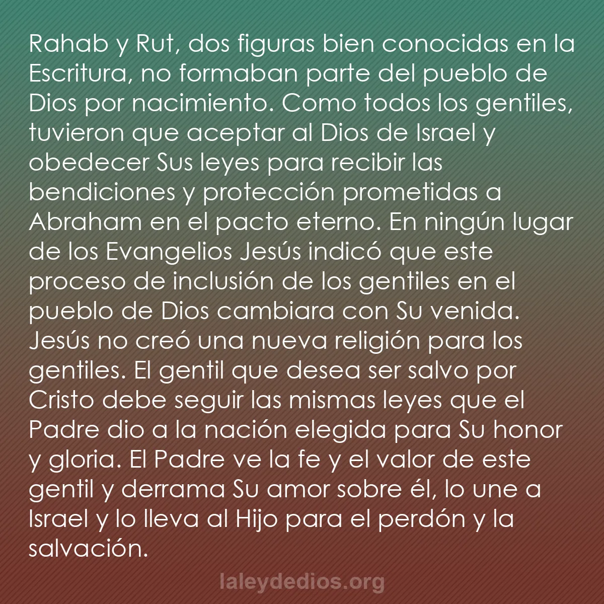 b0053 - Post sobre la Ley de Dios: Rahab y Rut, dos figuras bien conocidas en la Escritura, no...