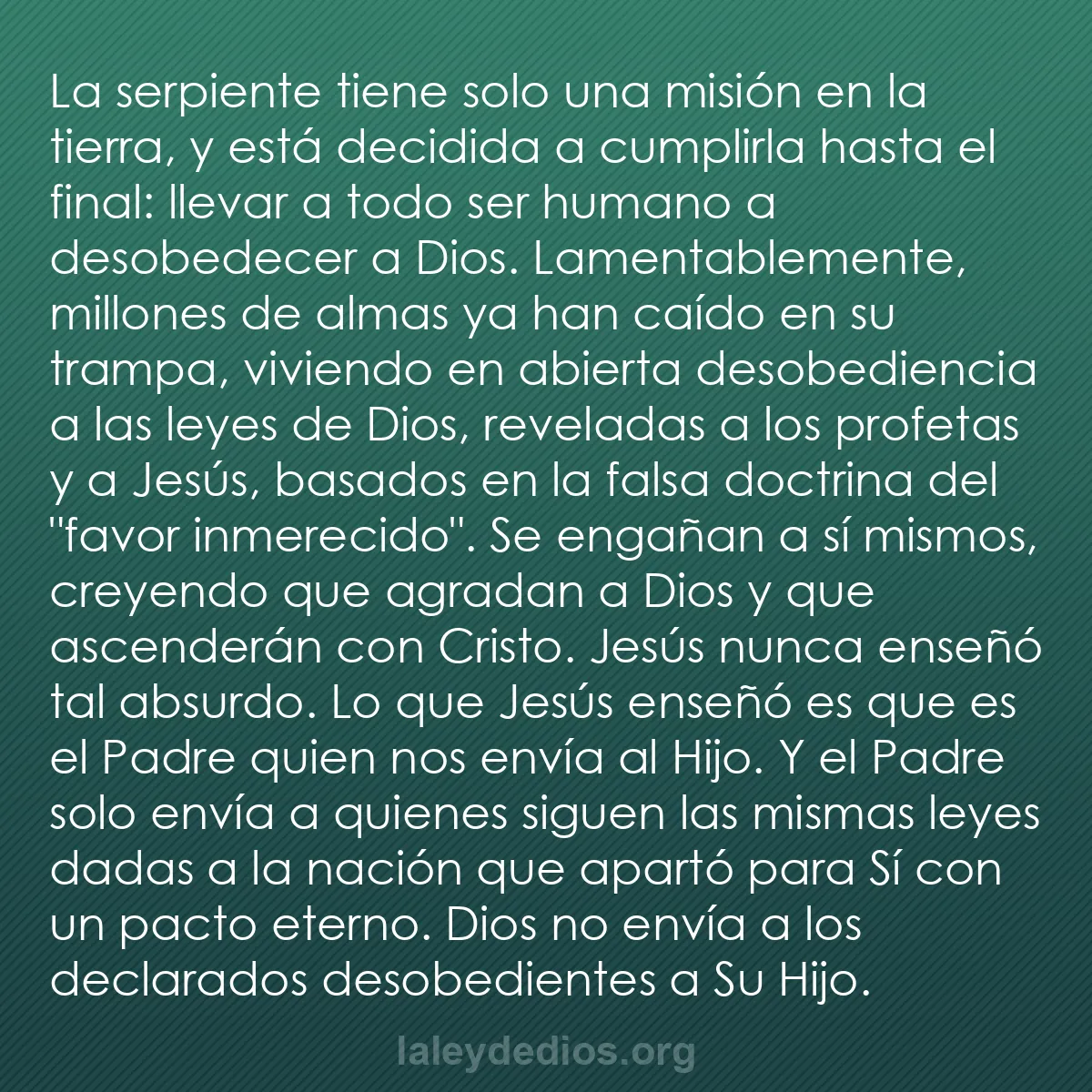 b0060 - Post sobre la Ley de Dios: La serpiente tiene solo una misión en la tierra, y está decidida...