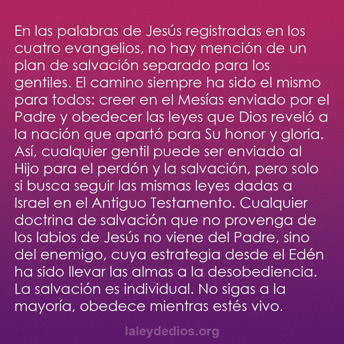 b0061 - Post sobre la Ley de Dios: En las palabras de Jesús registradas en los cuatro evangelios,...