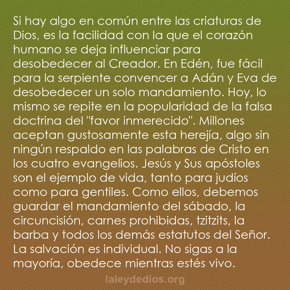 b0089 - Post sobre la Ley de Dios: Si hay algo en común entre las criaturas de Dios, es la facilidad...