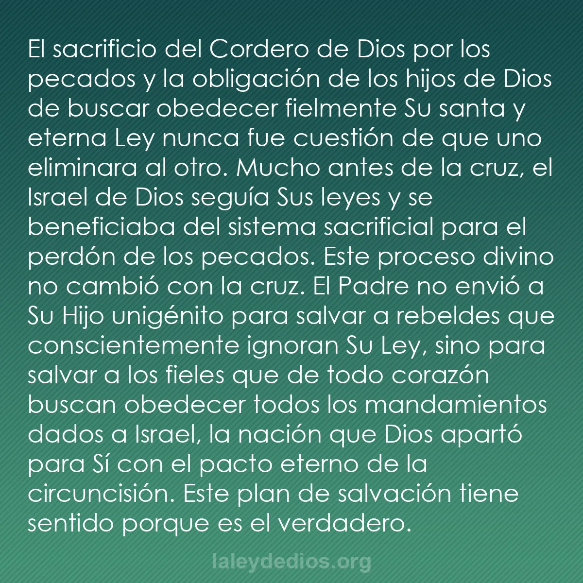 b0105 - Post sobre la Ley de Dios: El sacrificio del Cordero de Dios por los pecados y la obligación...