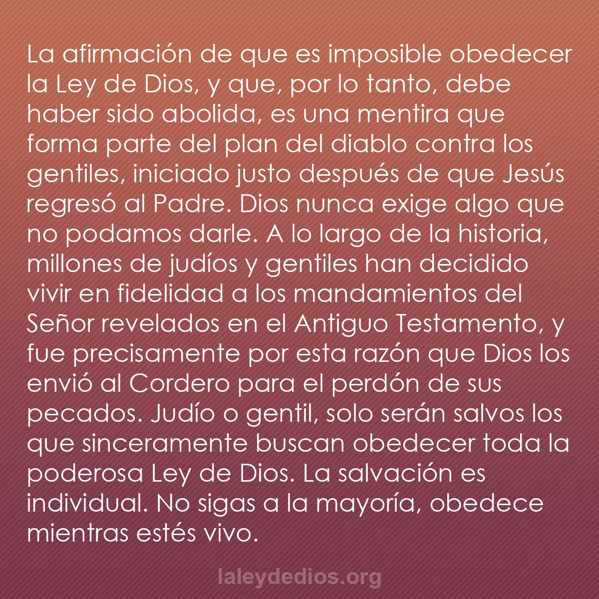 b0126 - Post sobre la Ley de Dios: La afirmación de que es imposible obedecer la Ley de Dios, y...