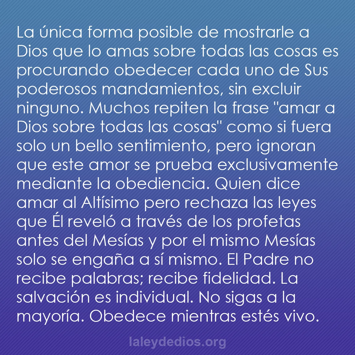 b0167 - Post sobre la Ley de Dios: La única forma posible de mostrarle a Dios que lo amas sobre...