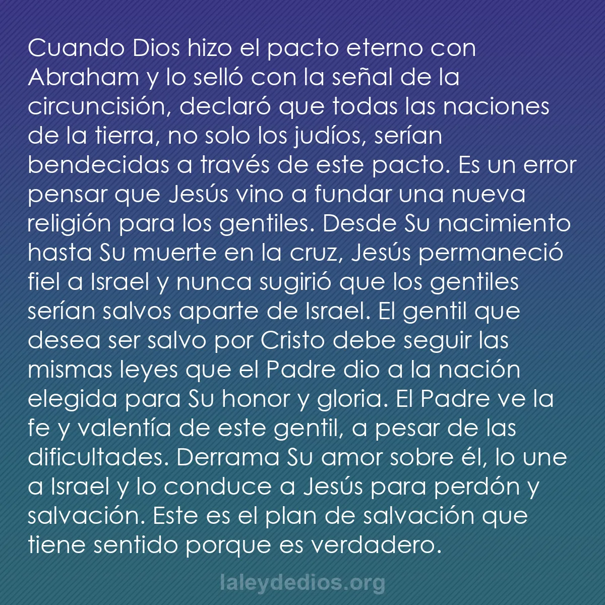 b0177 - Post sobre la Ley de Dios: Cuando Dios hizo el pacto eterno con Abraham y lo selló con...