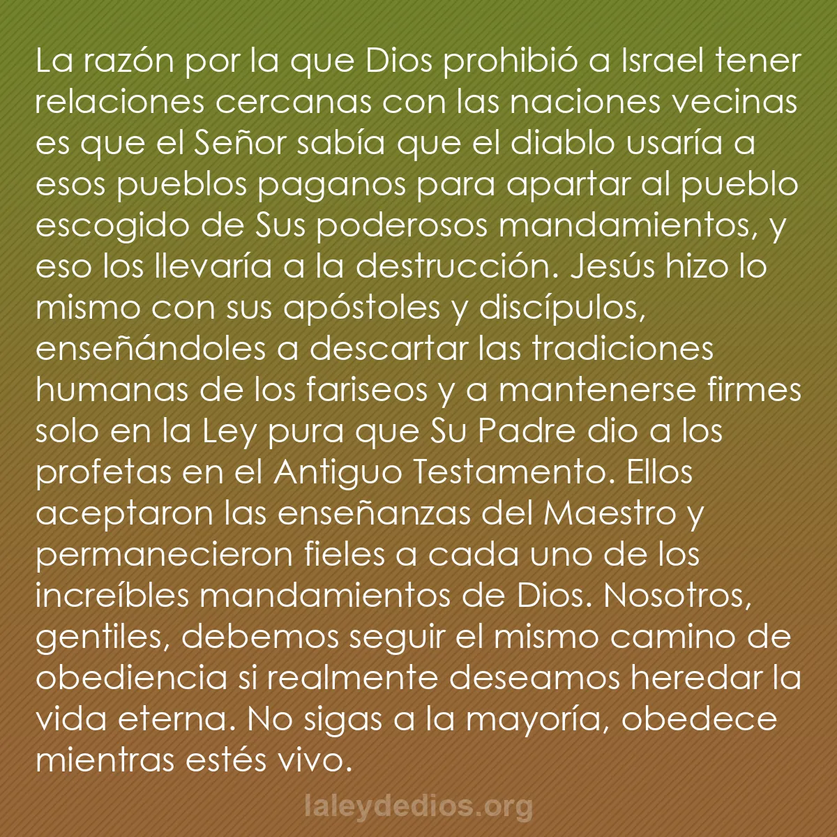 b0189 - Post sobre la Ley de Dios: La razón por la que Dios prohibió a Israel tener relaciones...