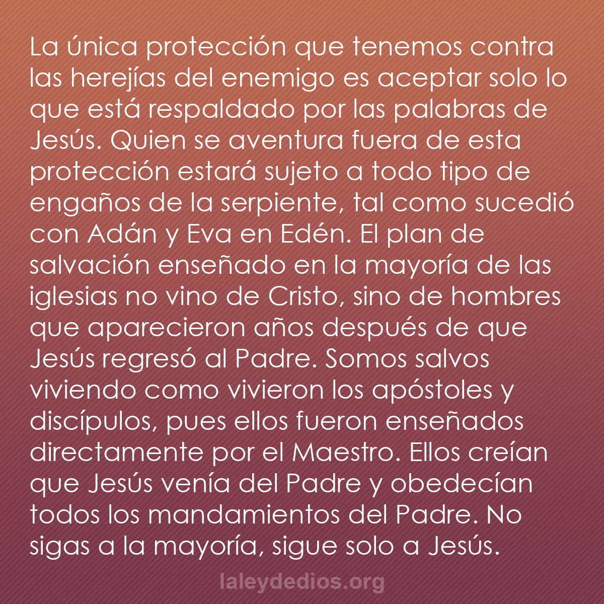 b0226 - Post sobre la Ley de Dios: La única protección que tenemos contra las herejías del enemigo...