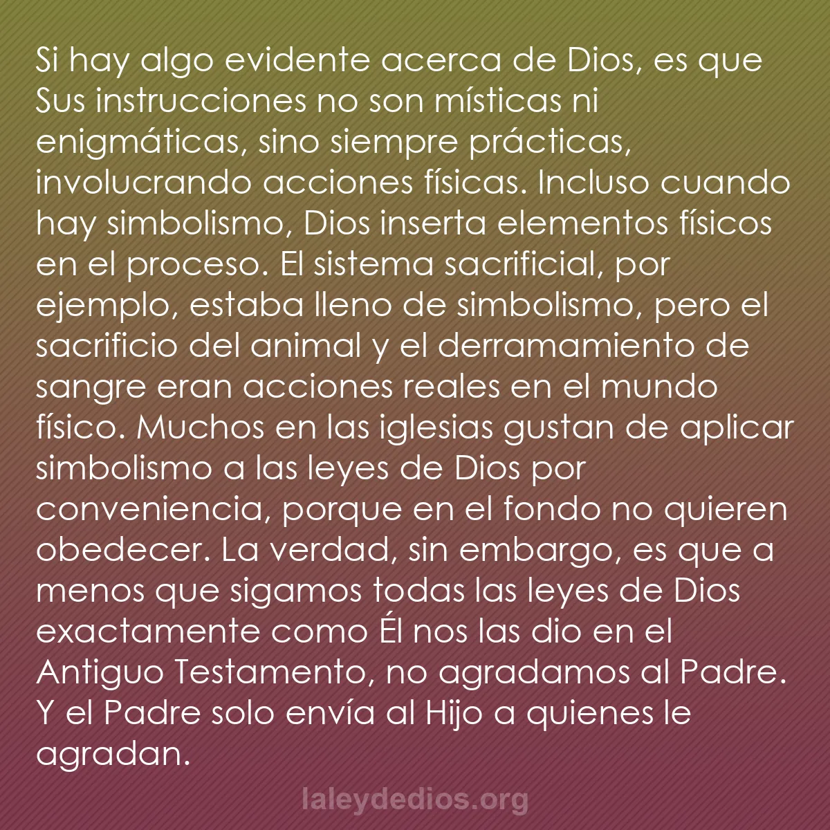 b0228 - Post sobre la Ley de Dios: Si hay algo evidente acerca de Dios, es que Sus instrucciones...