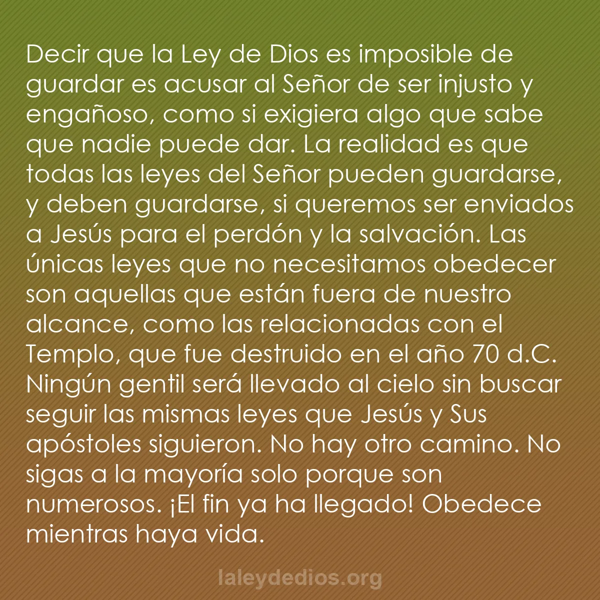 b0229 - Post sobre la Ley de Dios: Decir que la Ley de Dios es imposible de guardar es acusar al...