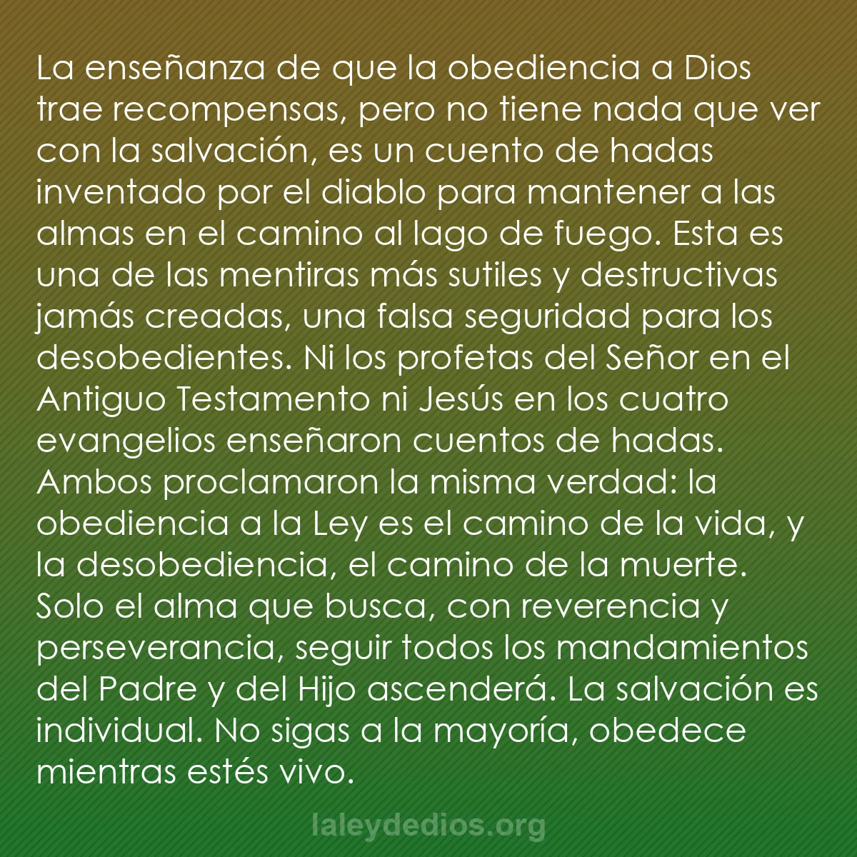 b0256 - Post sobre la Ley de Dios: La enseñanza de que la obediencia a Dios trae recompensas, pero...