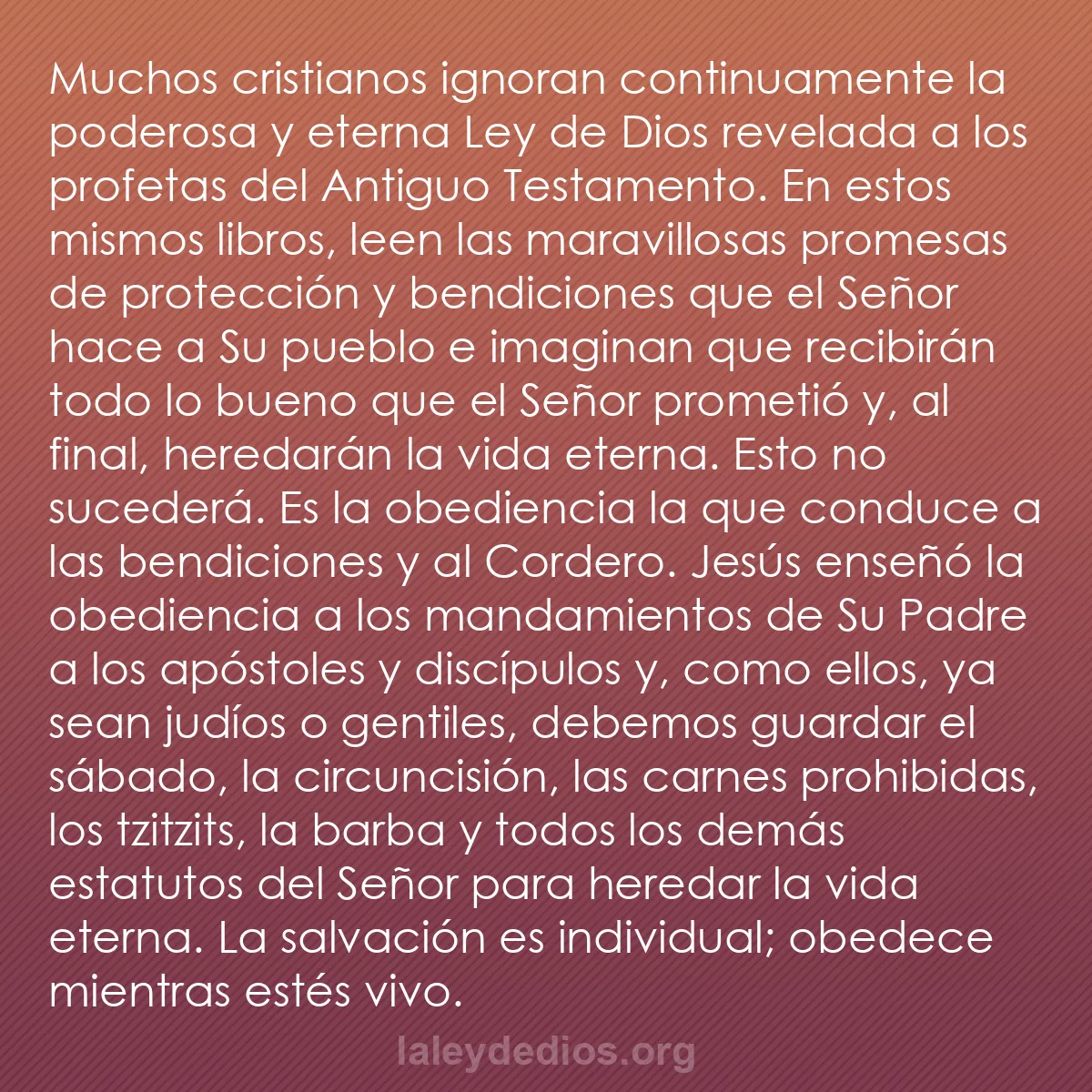 b0266 - Post sobre la Ley de Dios: Muchos cristianos ignoran continuamente la poderosa y eterna...