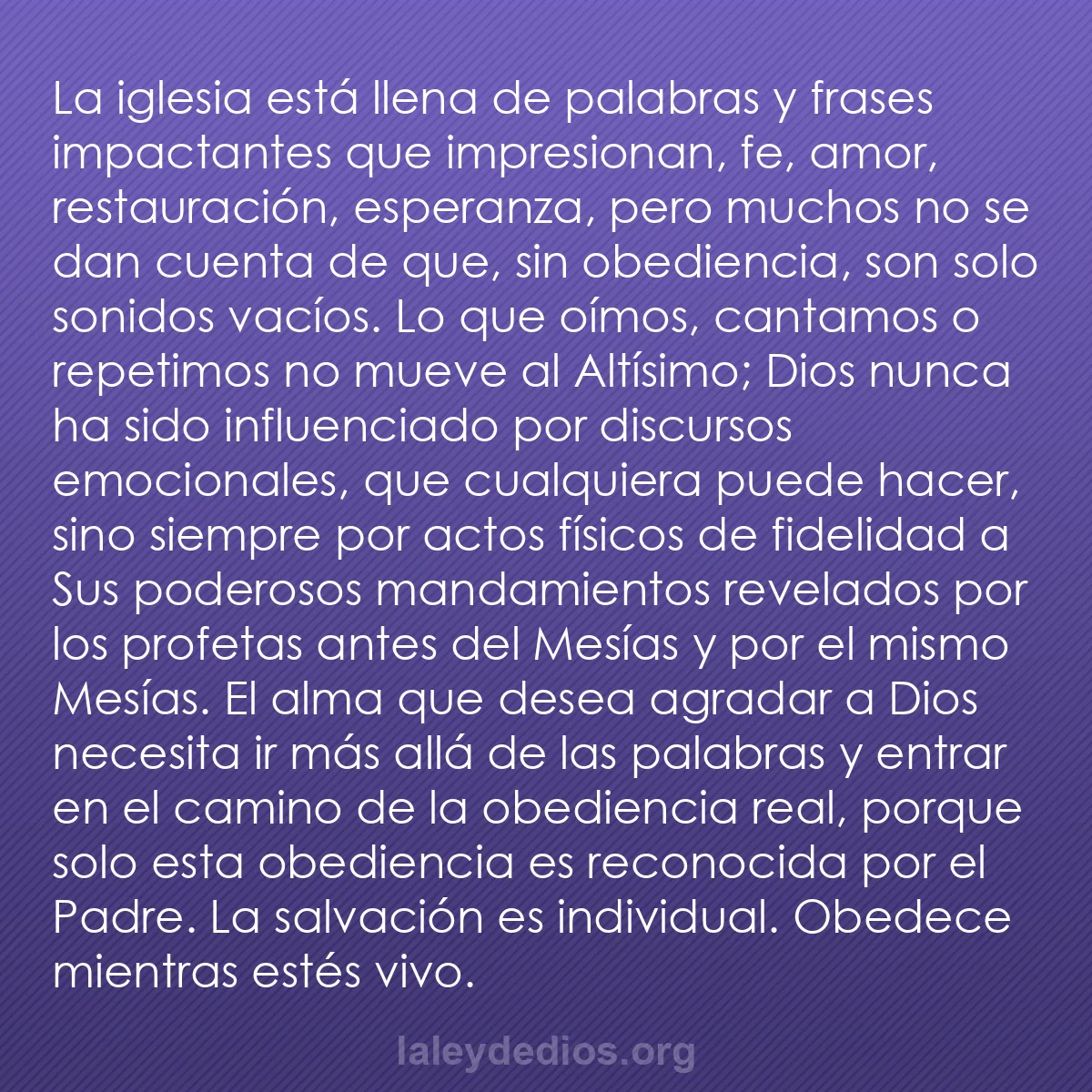 b0278 - Post sobre la Ley de Dios: La iglesia está llena de palabras y frases impactantes que impresionan,...