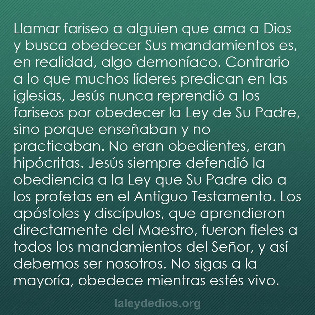 b0280 - Post sobre la Ley de Dios: Llamar fariseo a alguien que ama a Dios y busca obedecer Sus...