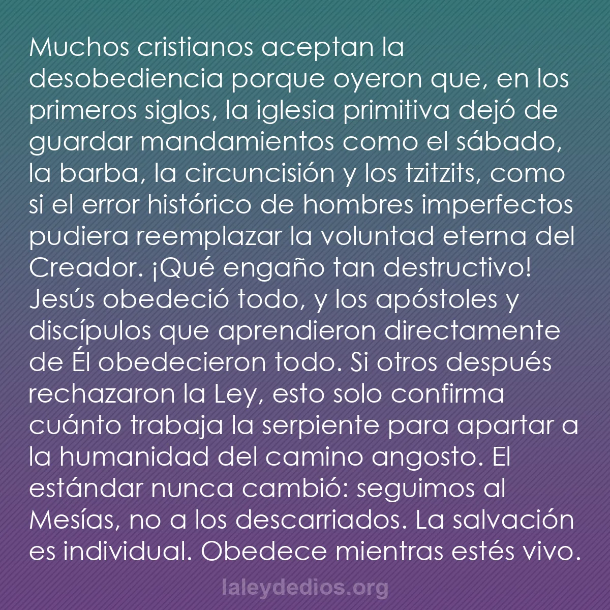 b0284 - Post sobre la Ley de Dios: Muchos cristianos aceptan la desobediencia porque oyeron que,...