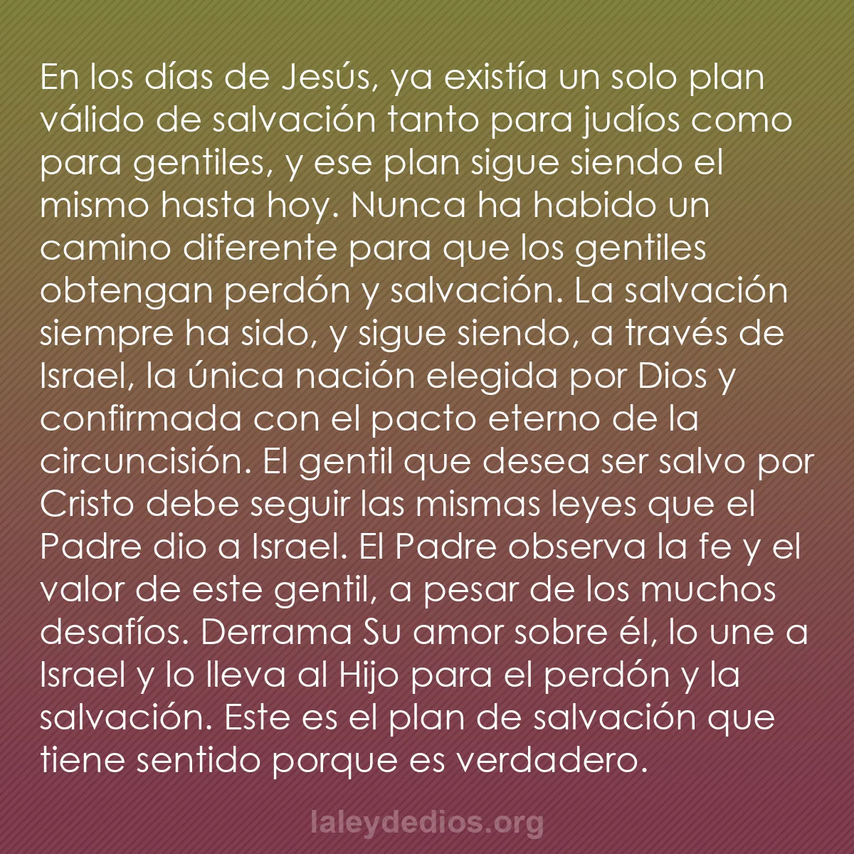 b0288 - Post sobre la Ley de Dios: En los días de Jesús, ya existía un solo plan válido de salvación...