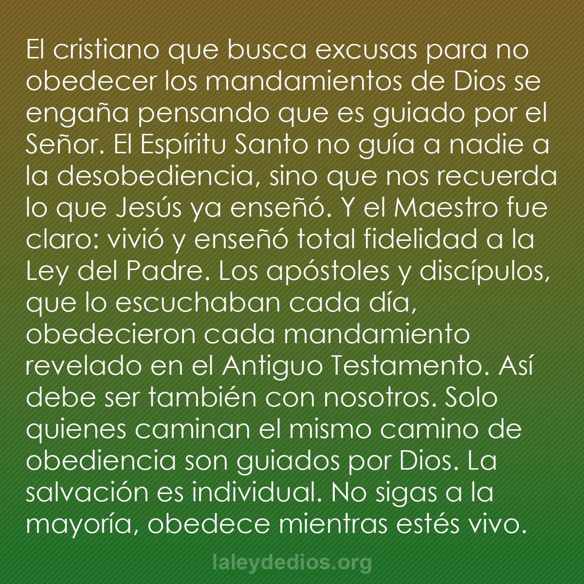 b0316 - Post sobre la Ley de Dios: El cristiano que busca excusas para no obedecer los mandamientos...