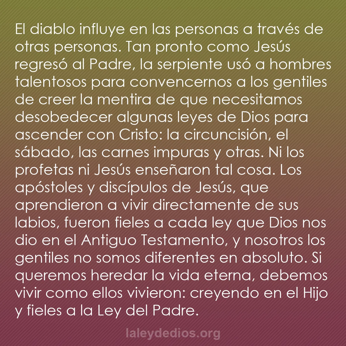 b0348 - Post sobre la Ley de Dios: El diablo influye en las personas a través de otras personas....