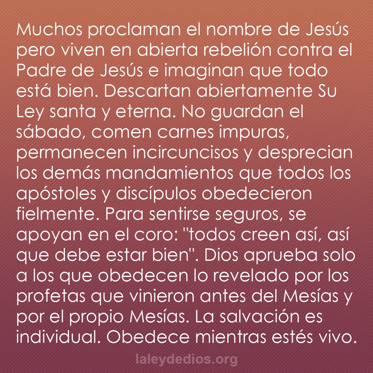 b0386 - Post sobre la Ley de Dios: Muchos proclaman el nombre de Jesús pero viven en abierta rebelión...