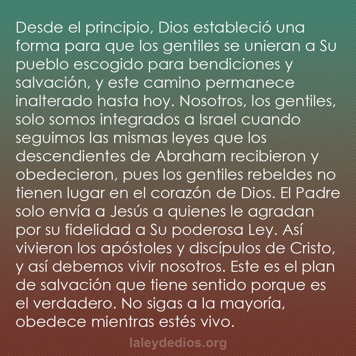 b0393 - Post sobre la Ley de Dios: Desde el principio, Dios estableció una forma para que los gentiles...