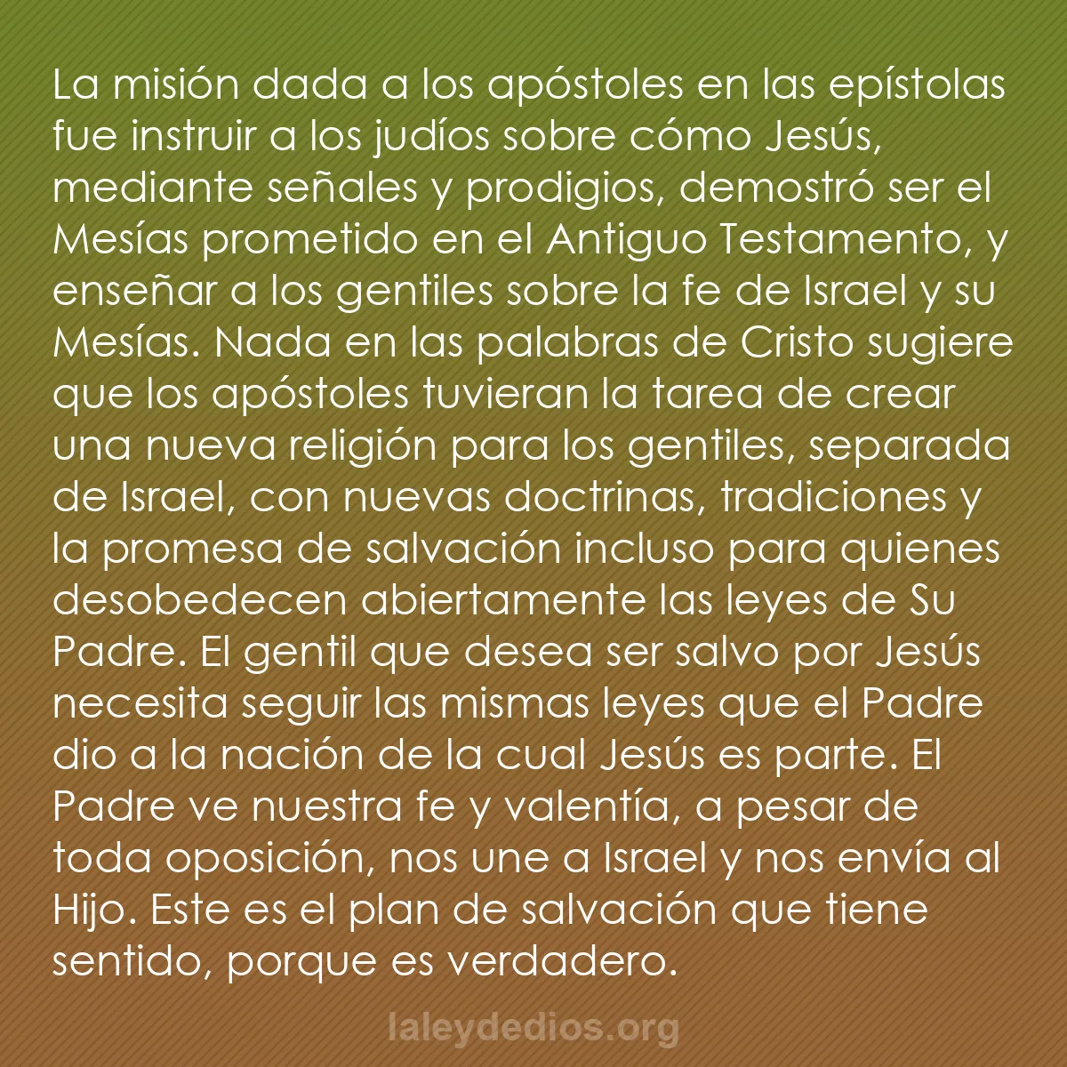 b0429 - Post sobre la Ley de Dios: La misión dada a los apóstoles en las epístolas fue instruir...