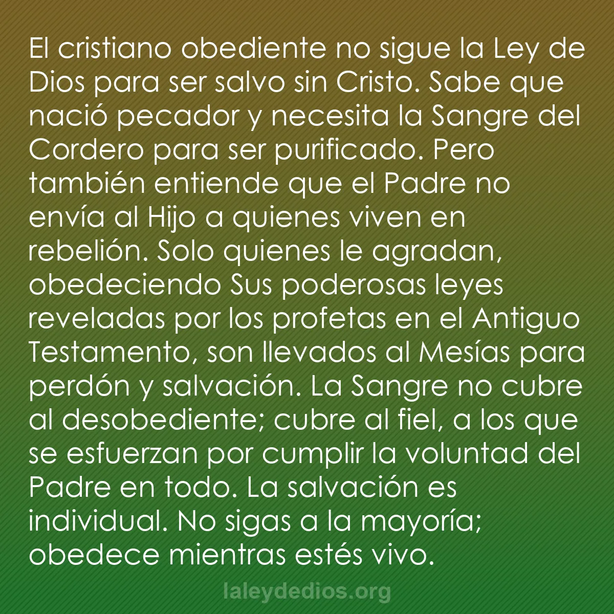 b0456 - Post sobre la Ley de Dios: El cristiano obediente no sigue la Ley de Dios para ser salvo...