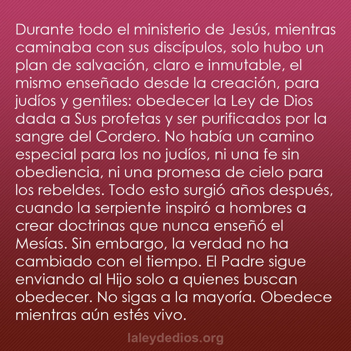 b0459 - Post sobre la Ley de Dios: Durante todo el ministerio de Jesús, mientras caminaba con sus...