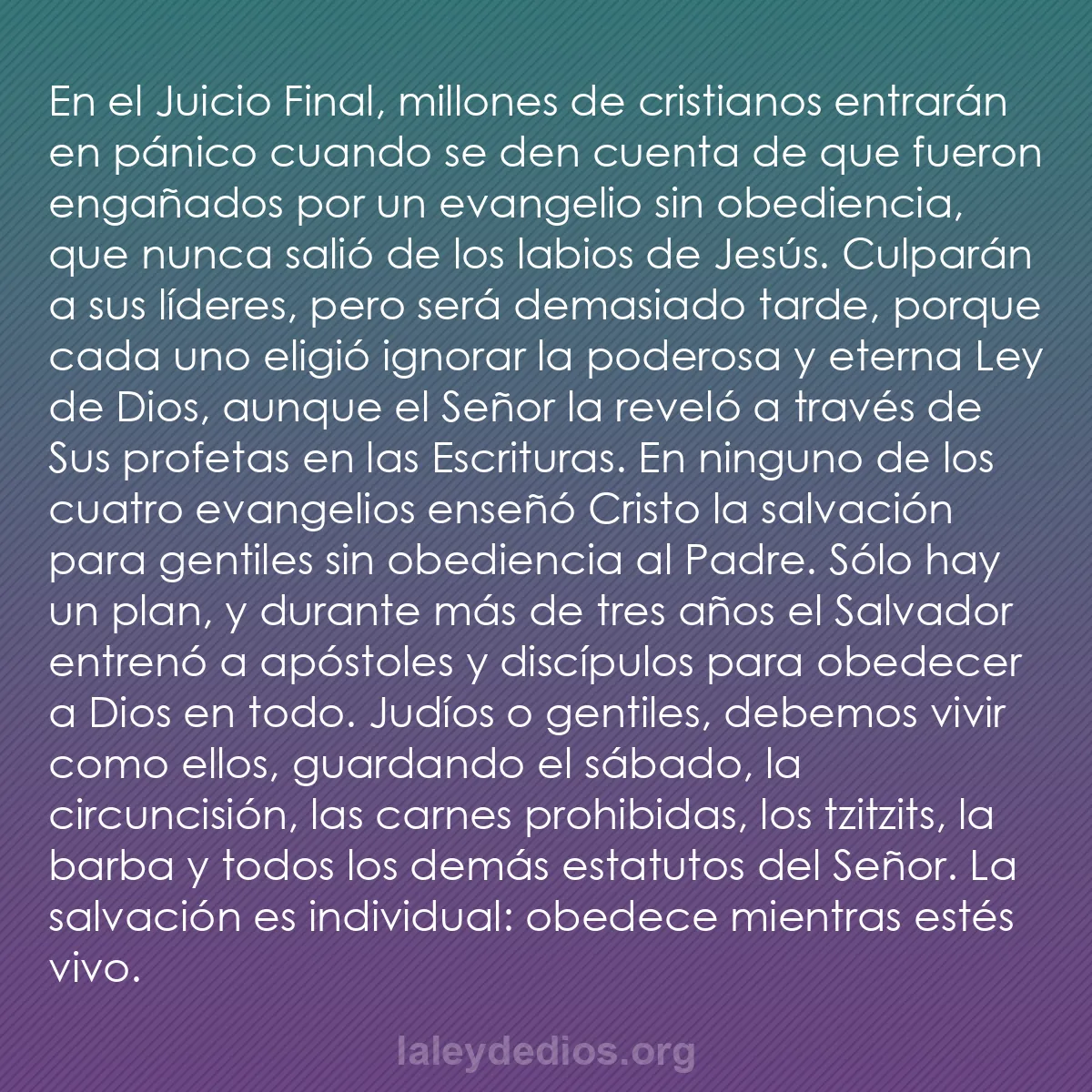 b0464 - Post sobre la Ley de Dios: En el Juicio Final, millones de cristianos entrarán en pánico...