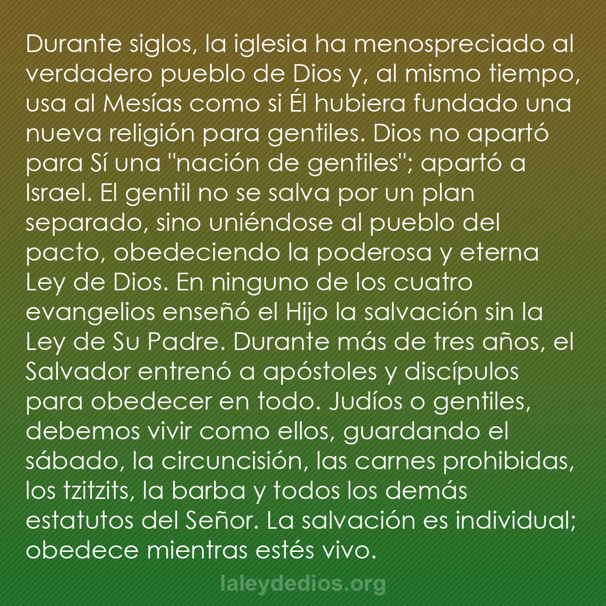 b0476 - Post sobre la Ley de Dios: Durante siglos, la iglesia ha menospreciado al verdadero pueblo...