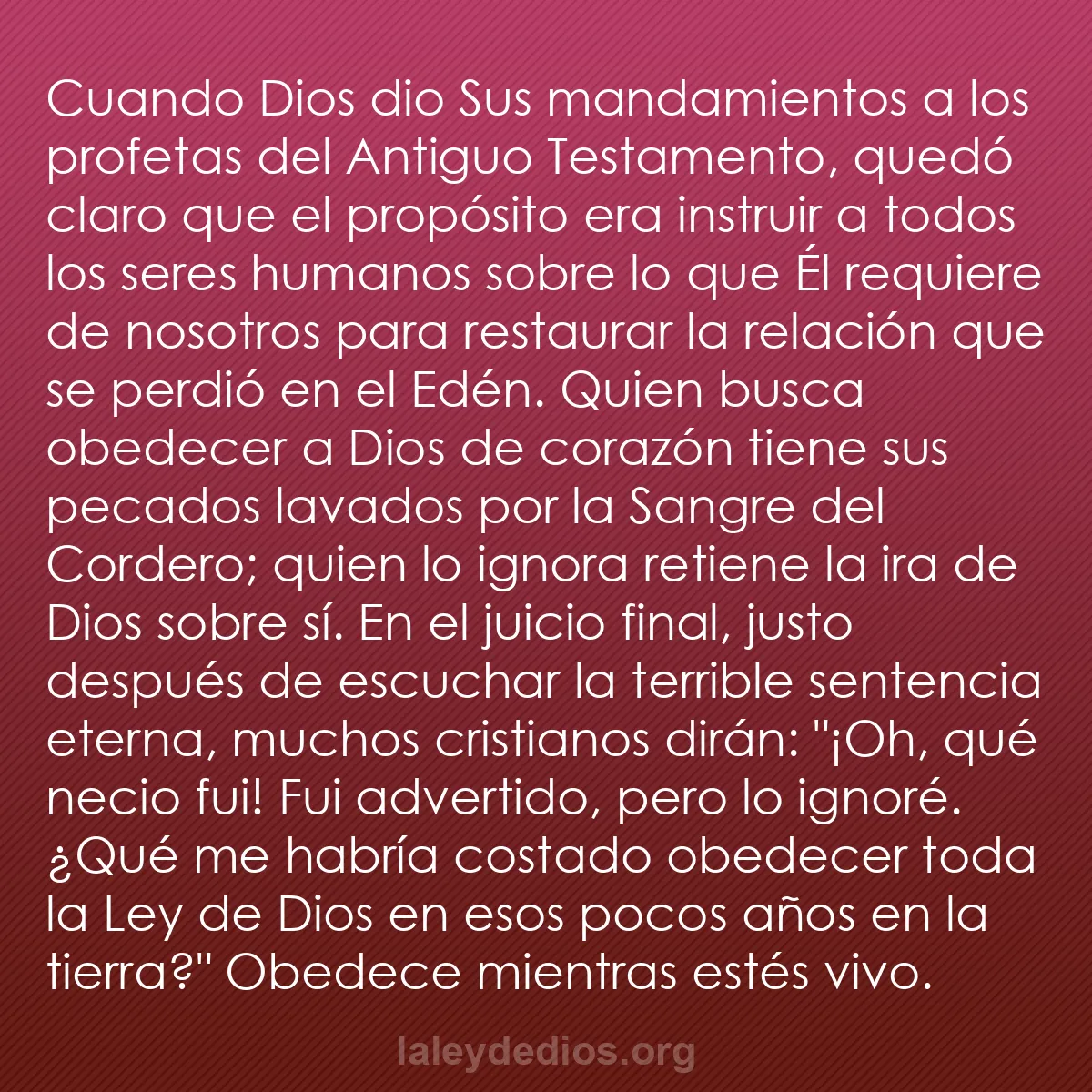 b0479 - Post sobre la Ley de Dios: Cuando Dios dio Sus mandamientos a los profetas del Antiguo...