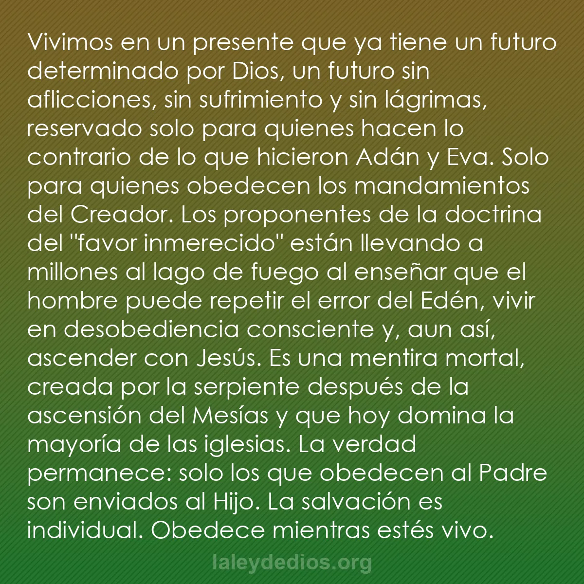 b0496 - Post sobre la Ley de Dios: Vivimos en un presente que ya tiene un futuro determinado por...