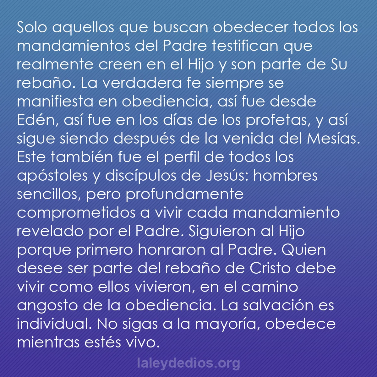 b0507 - Post sobre la Ley de Dios: Solo aquellos que buscan obedecer todos los mandamientos del...