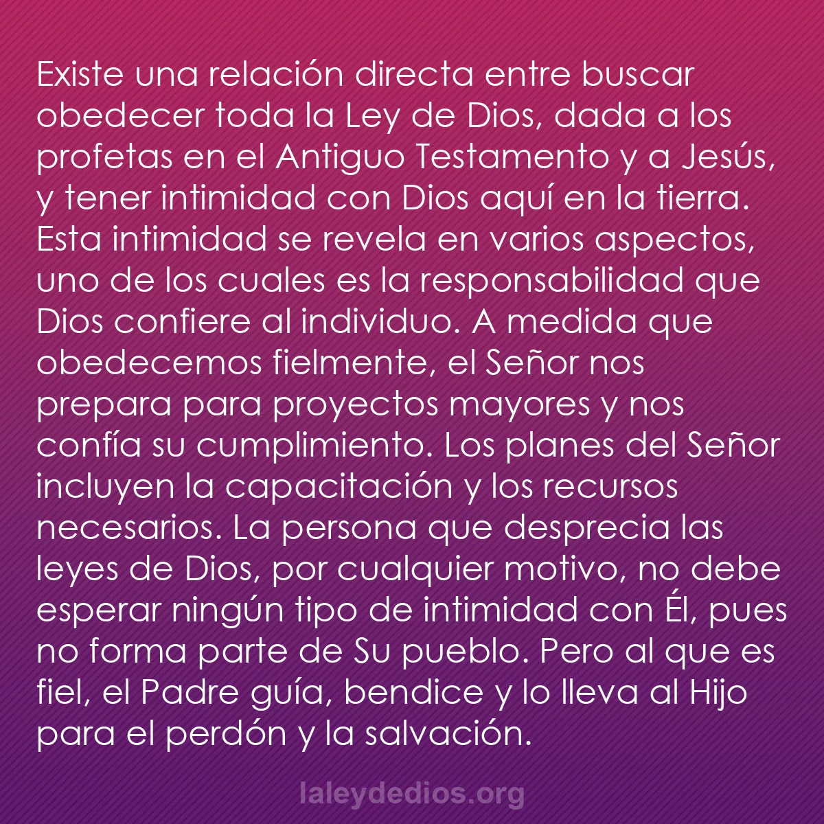 b0541 - Post sobre la Ley de Dios: Existe una relación directa entre buscar obedecer toda la Ley...