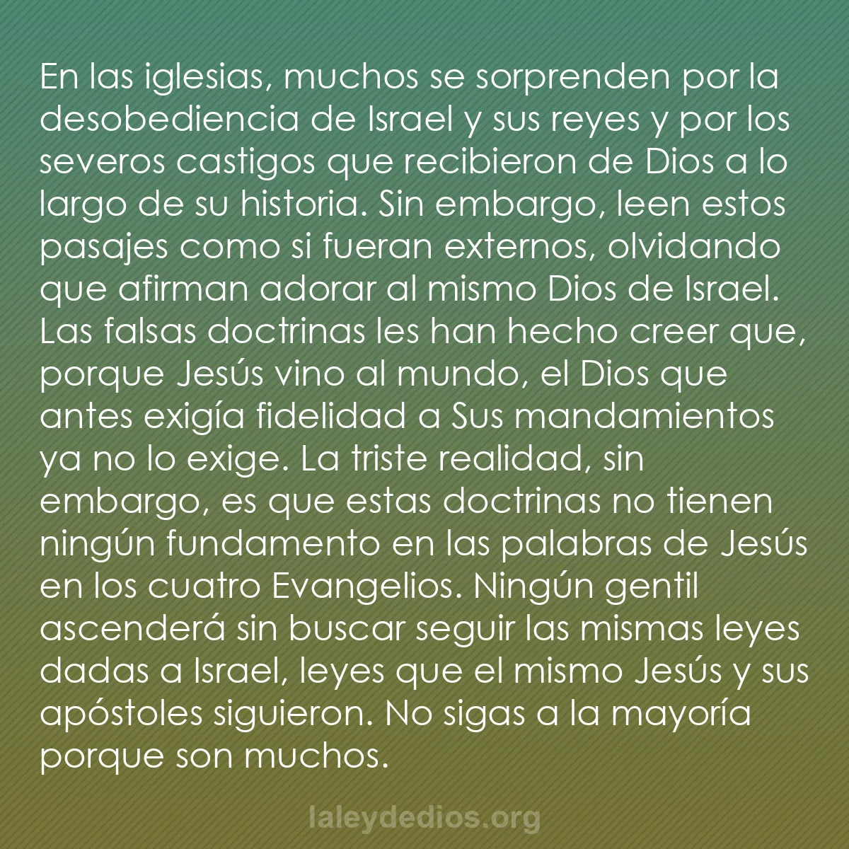 b0543 - Post sobre la Ley de Dios: En las iglesias, muchos se sorprenden por la desobediencia de...