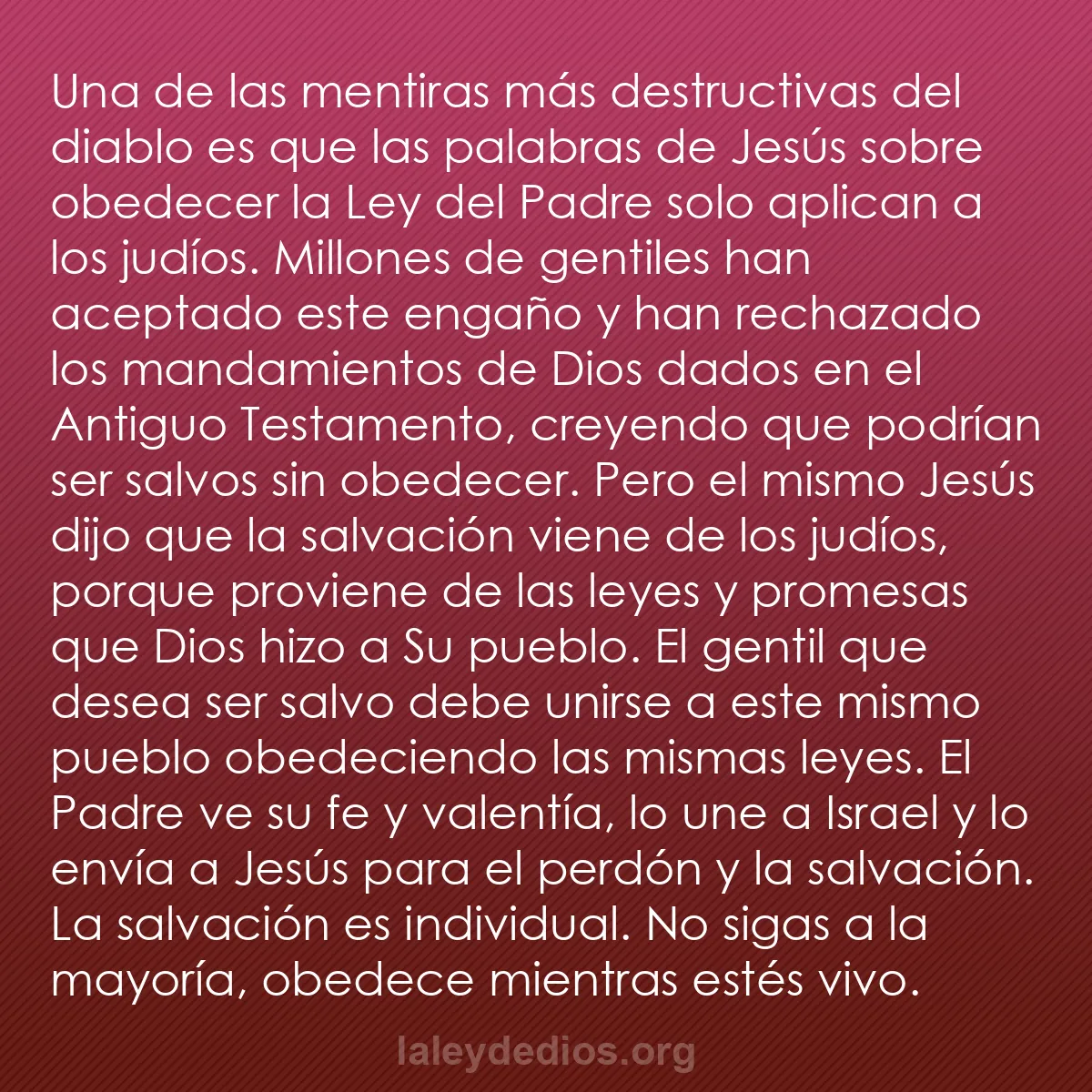 b0559 - Post sobre la Ley de Dios: Una de las mentiras más destructivas del diablo es que las palabras...