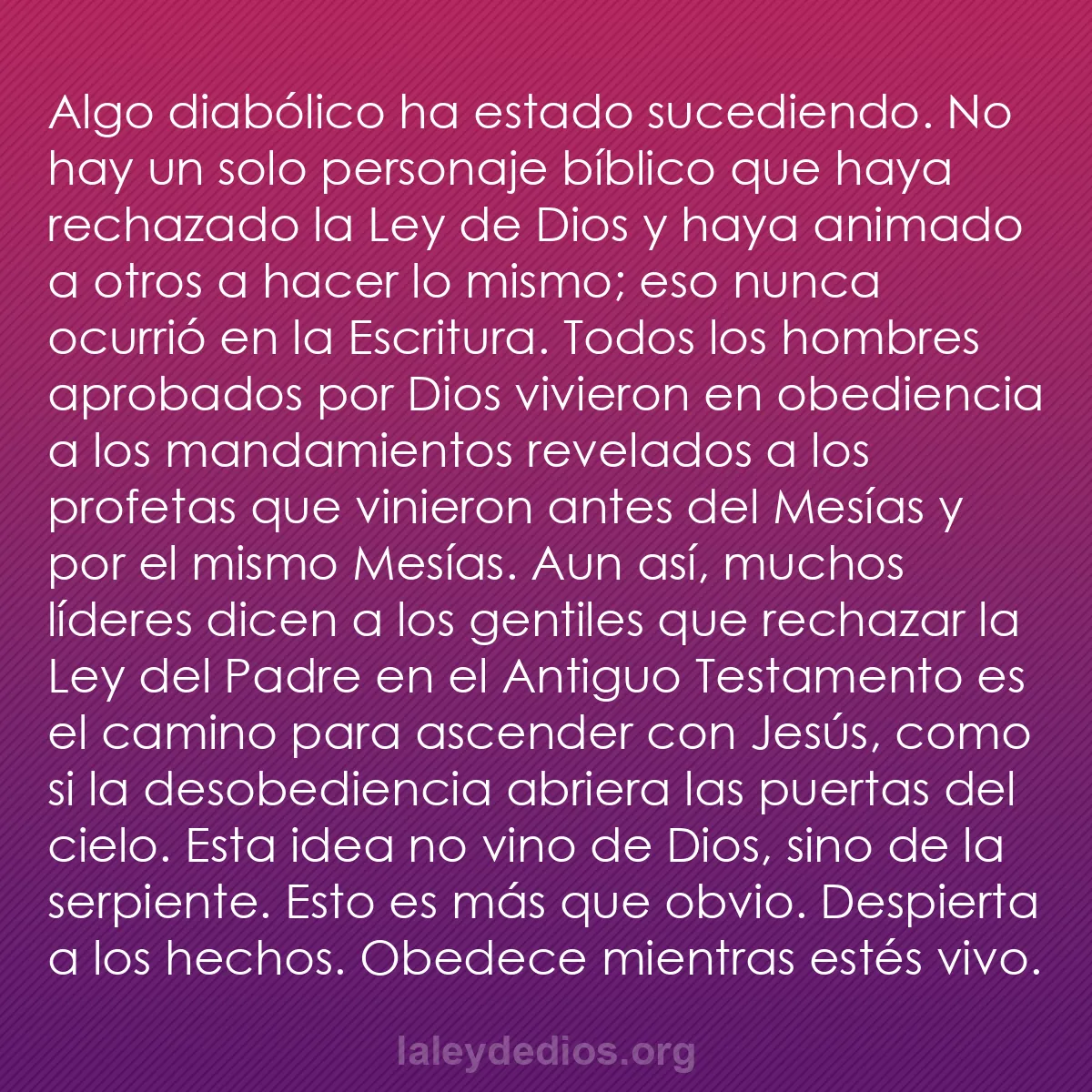 b0561 - Post sobre la Ley de Dios: Algo diabólico ha estado sucediendo. No hay un solo personaje...
