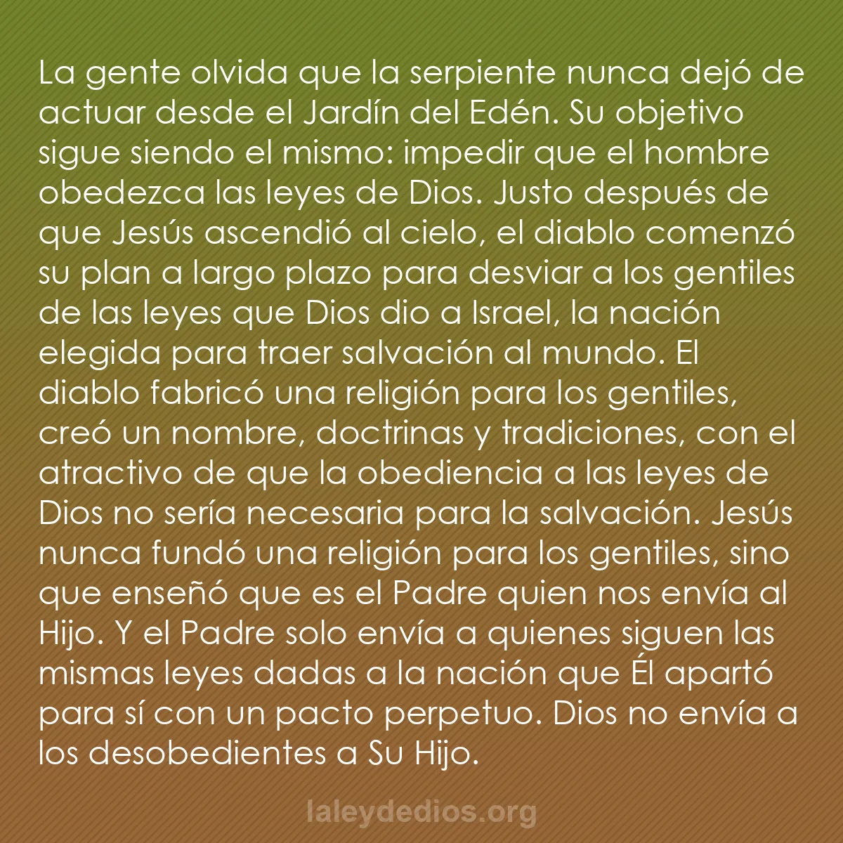 b0569 - Post sobre la Ley de Dios: La gente olvida que la serpiente nunca dejó de actuar desde...