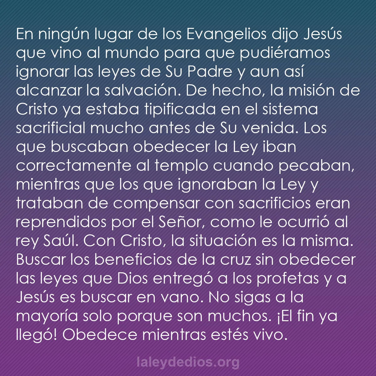 b0574 - Post sobre la Ley de Dios: En ningún lugar de los Evangelios dijo Jesús que vino al mundo...