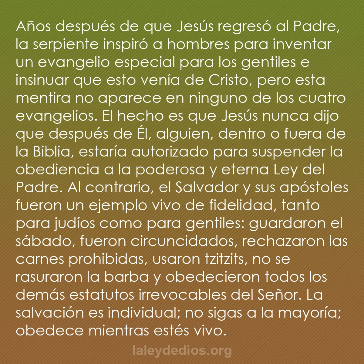 b0589 - Post sobre la Ley de Dios: Años después de que Jesús regresó al Padre, la serpiente inspiró...