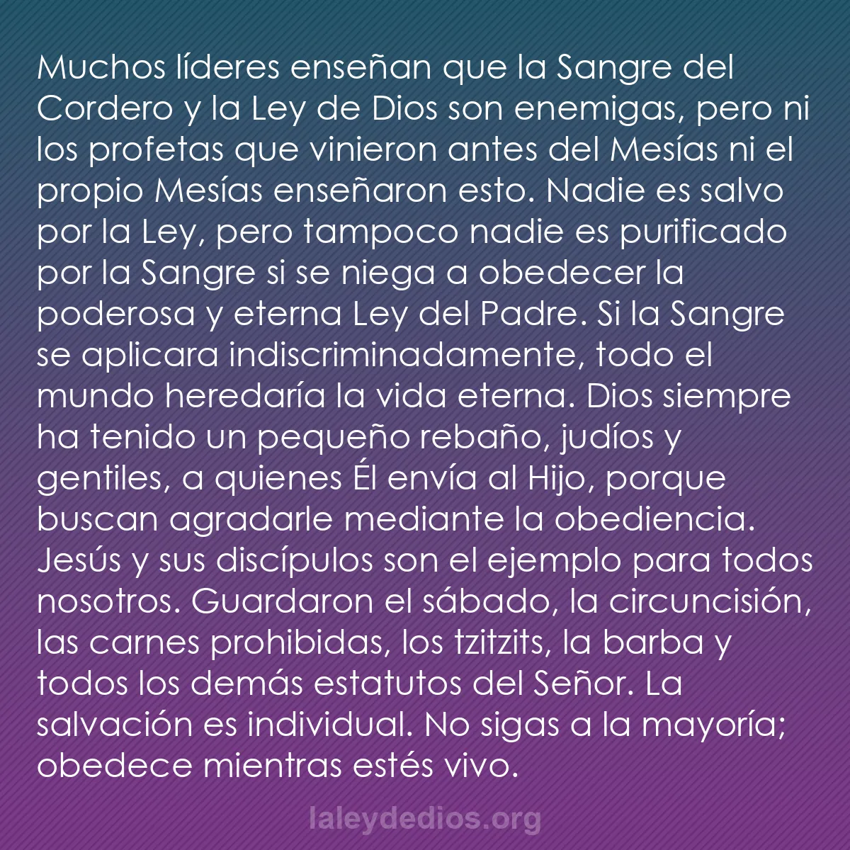 b0594 - Post sobre la Ley de Dios: Muchos líderes enseñan que la Sangre del Cordero y la Ley de...